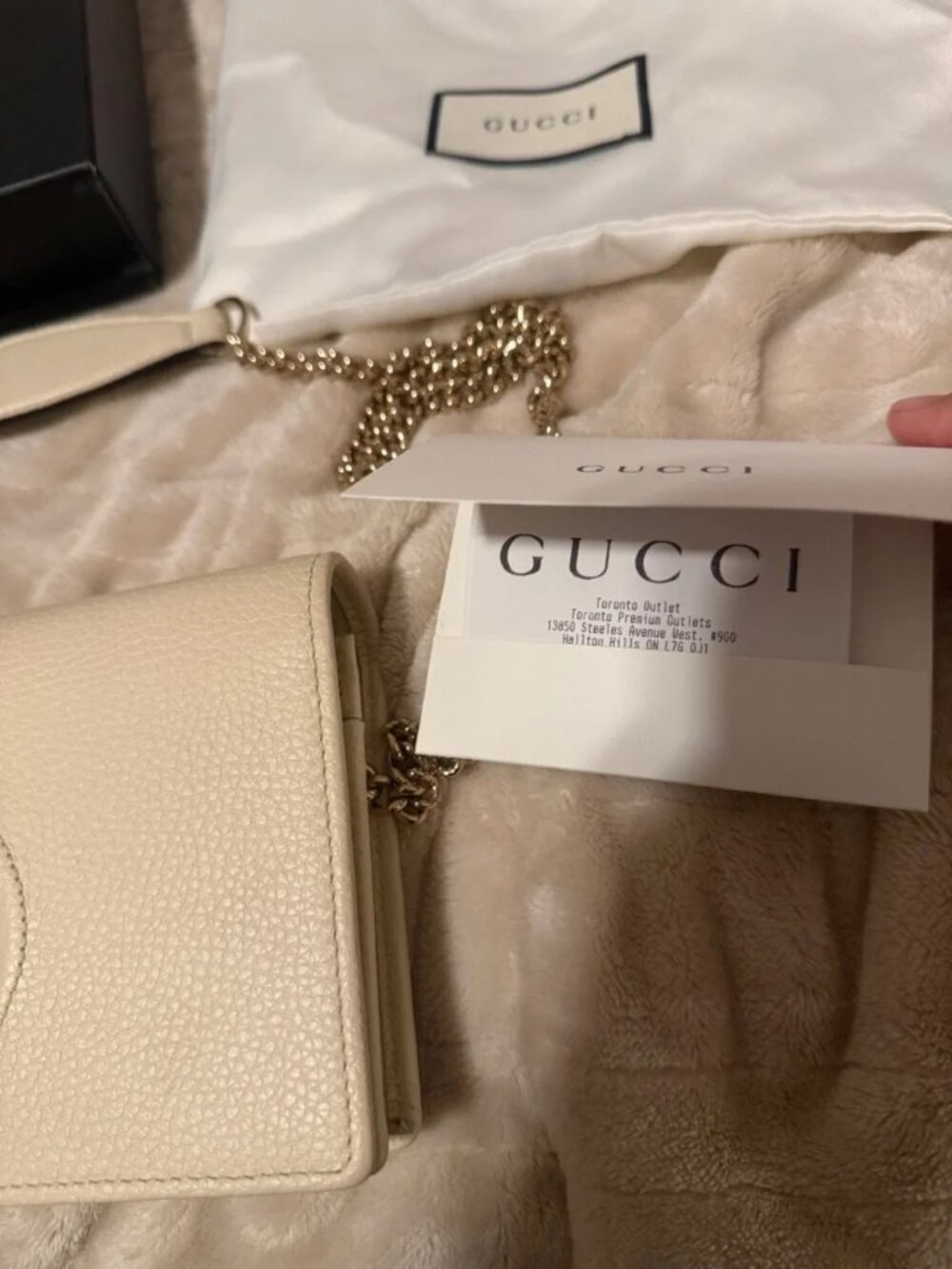 NWT Gucci Soho Wallet on Chain Pebbled Calfskin Leather Ivory - Picture 4 of 8